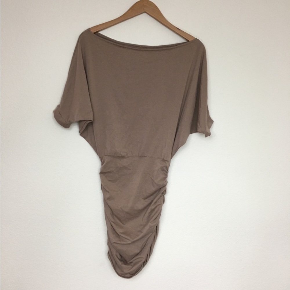 NWOT New Mapale Mocha Batwing Fitted Stretch Mini Dress Size Small Casual Beach
